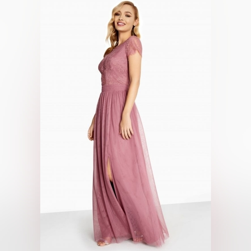 Little Mistress Heidi Lace Overlay Maxi Dress
